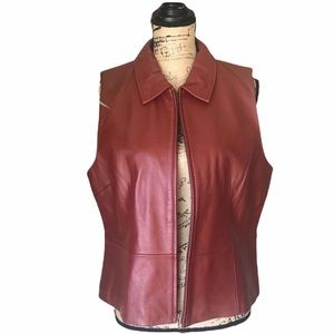 CROFT & BARROW Red Calfskin Leather Vest XL NWOT